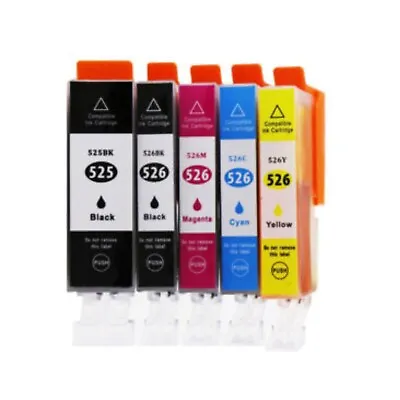 Canon Ink Cartridges For MG5250 MG5300 MG5320 MG5350 MG6150 525/526 NonOEM 5x • £7.10