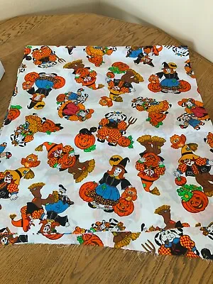 Awesome VTG HALLOWEEN CATS WITCH SCARECROW GIRL - BTY Cotton Blend Fabric • $16.95