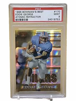 1996 Bowman's Best ATOMIC REFRACTOR #170 Eddie George RC PSA 9 MINT Rookie Oiler • $26