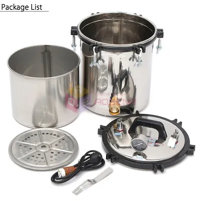 18L Portable Stainless Steel Steam Autoclave Sterilizer Medical Sterilization • £239.99