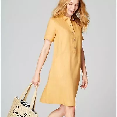 J. Jill Love Linen 100% Linen A-Line Midi Shirt Dress W/Pockets Size Med Petit • $25.99