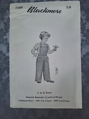 £8.50 • Buy 50s Blackmore Paper Sewing Dress Pattern Boys Dungarees   1 - 2 Yrs  