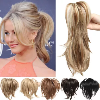£13.70 • Buy Natural Real Thick Clip In Hair Extensions Claw On Ponytail 12  Short Fake Hair