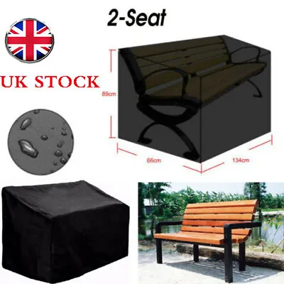 2 Seater Waterproof Bench Seat Cover Heavy Duty Outdoor UV Protection Garden • £9.07