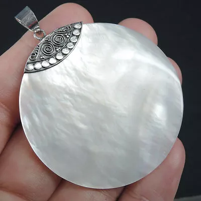 Natural Mother Of Pearl 925 Sterling Silver Round Pendant Jewellery MOPP-13 • $5.19