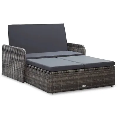 $366.95 • Buy VidaXL 2 Piece Garden Lounge Set With Cushions Poly Rattan Grey