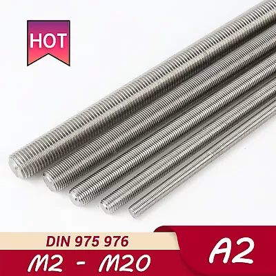 Stainless Steel All Thread Threaded Rod Bar Studding Studs 100-300 Mm Length • $3.79