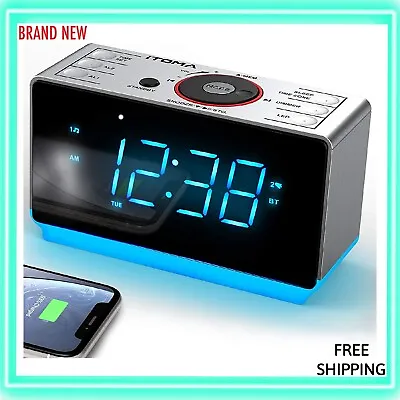 $65.99 • Buy Digital Alarm Clock FM Radio Bedside Night Light,Dual Alarm USB Charge Bluetooth