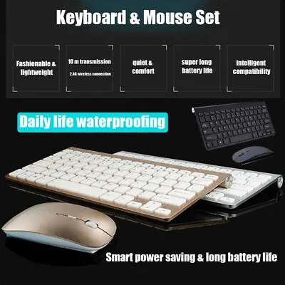 For Mac Apple PC Computer Mini Wireless Keyboard And Mouse Set 2.4G Waterproof • $18.98
