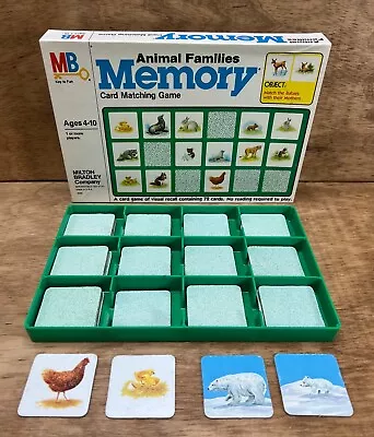 Milton Bradley Vintage 1980 Animal Families Memory Card Matching Game - Complete • $30