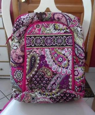 Vera Bradley Campus Laptop Backpack Large Computer Bag In Very Berry Paisley • $65