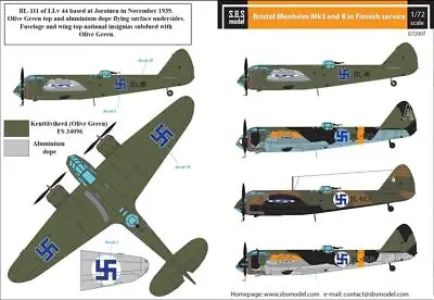 £8.69 • Buy S.B.S Models, 1:72, D72007, Bristol Blenheim Mk. I-II. In Finnish Service WW II