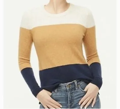 NWT $79 J Crew Colorblock Crewneck Sweater In Extra-soft Yarn Acorn Navy XS • $30.99