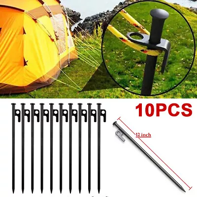 10Pcs 12” Long Heavy Duty Gazebo Tent Pegs Commercial Grade Steel Marquee Stakes • £13.59