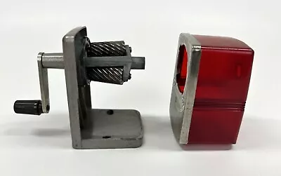 Vintage Hunt Bostonette Manual Desk Mount Pencil Sharpener Clear Ruby Red • $10.99