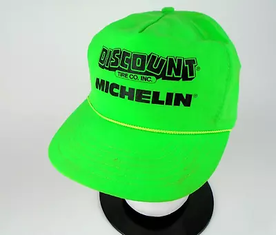 Vintage Discount Tire Co. Michelin Hat Snapback Trucker Rope Cap Green • $14.90