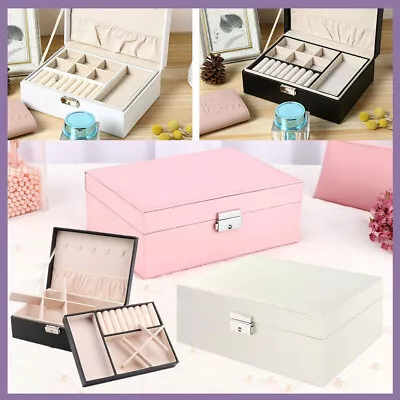 Jewelry Organizer Case Box Holder Storage Earring Ring Velvet Display Leather AU • $15.90