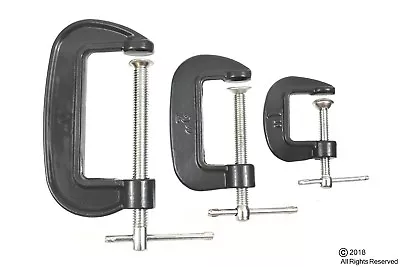 3 Pc 1  2  3  Inch Mini C Clamp Set Black Steel Frame Brand New  • $13.95