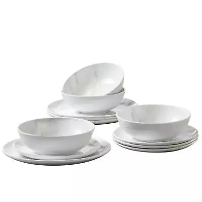 NEW12-Piece Melamine Grey And White Marble Dinnerware Set • $22.57