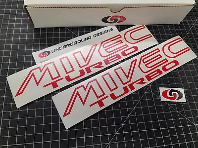 MIVEC TURBO Decals (2pk) Racing Stickers 12  Fits 4cyl Lancer EVO Galant VR-4 V6 • $13.95