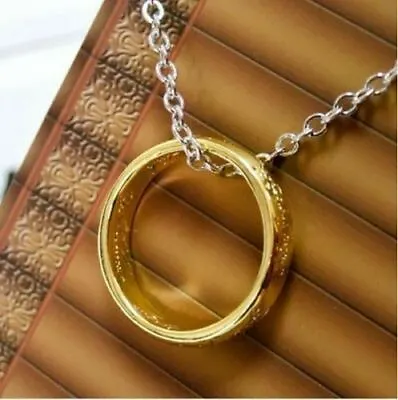 Lord Of The Rings LOTR Hobbit Gold Necklace Ring Amulet Pendant Stocking Filler • £4.95