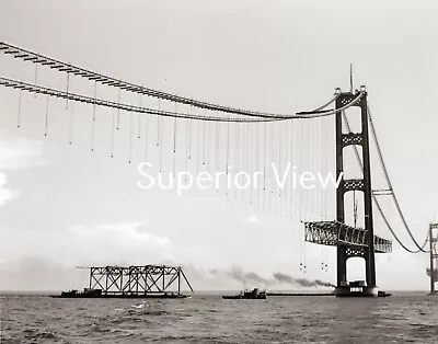 Mackinac Bridge Construction Assembling Bridge Sections Straits Of Mackinac LOOK • $8.99