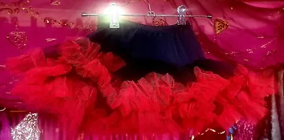 Child Fluffy Can-can Tutu Black W/ Red Trim Faery Fairy Festival Dancer Costume • £4