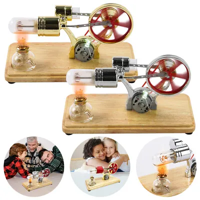 Hot Air Stirling Engine Motor Kit Steam Heat Electricity Power Generator LED ⚢ • $37.59
