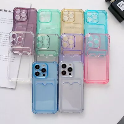 $7.50 • Buy For IPhone 14 Pro Max 11 12 13 XS XR 8 ShockProof Card Slot Clear TPU Case Cover
