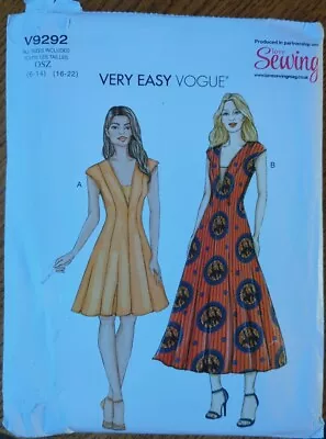 Love Sewing Vogue V9292 Pattern Plus Size 6 - 22 Ladies Panel Dress Uncut • £3