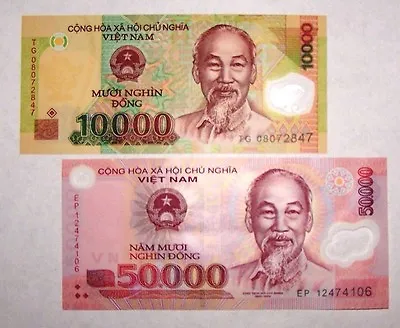 2 Vietnam Banknotes X 10000 (10000) And 50000 (50000) Dong  • $11.99