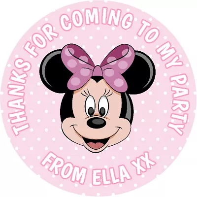 Personalised Gloss Minnie Mouse  Birthday Party Bag Seals  Sweet Cone Stickers • $5.75