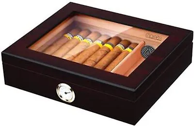 $29.99 • Buy Maypes Cigar Aficionado Desktop Humidor W/Hygrometer And Divider 20-25 Cigars