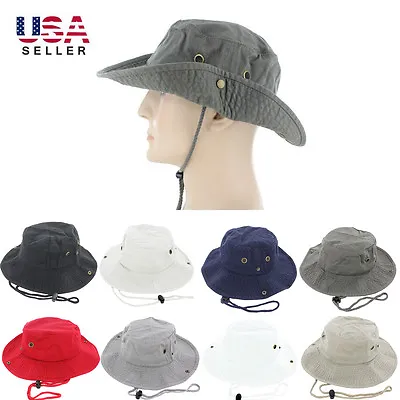 Boonie Bucket Hat Cap 100% Cotton Fishing Hunting Safari Summer Military Men Sun • $10.95