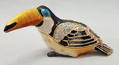 Enamel Bejeweled Trinket Box  Toucan Bird  1.5in H X 3in L 2cm  • $29
