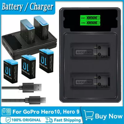 2X 2000mAh Battery / Charger For GoPro Hero 5 6 7 9 10 Go Pro Camera Accessories • $56.99