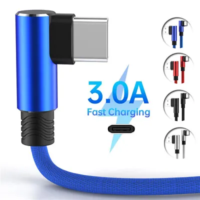 $2.95 • Buy Braided 90° Degree Angle USB C Type C Fast Data Sync Charger Charge Cable 2m 3m