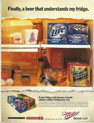 Finally A Beer That Understands My Fridge.-'04 Miller Print Magazine Ad • $1.99