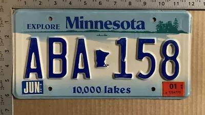 2001 Minnesota License Plate ABA-158 Classic STAMPED State Map 13977 • $10.55