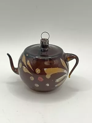 Vintage Rare Teapot Christmas Ornament Mercury Glass Hand Painted Blown Germany • $28