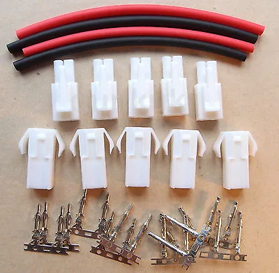 5x Pair Mini Tamiya Battery Connector + Heatshrink Car Airsoft Car Plane RC UK • £3.98