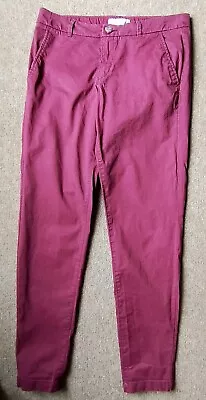 H&M Logg Dark Pink Burgundy Cotton Chino Trousers Pockets Size 10 • £4.99