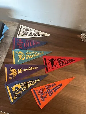 7 Vtg NFL Mini Felt Pennants 4x9. See Photos • $19.99