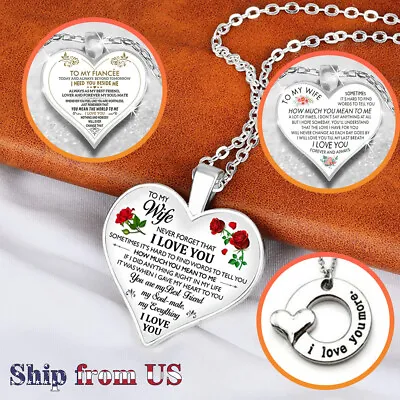 Valentine's Day Gift For Girlfriend Wife Lover Heart Necklace Romantic Birthday • $6.99