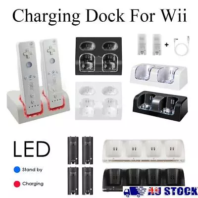 With Rechargeable Battery USB Cable Cradle For Nintendo Wii Remote Controller • $17.39
