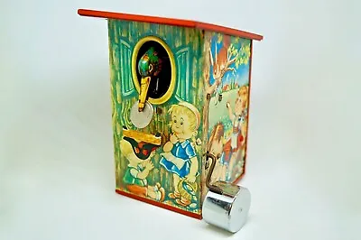 Vintage 50s LBZ W. German Tin Litho Stealing Bird Coin Bank Superb Condition • $125