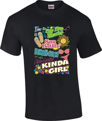 $21.99 • Buy Flip Flop Wearin' Sun Bathin' Beach Goin' Kinda Girl T-Shirt