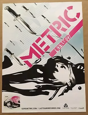 METRIC Vintage 2005 PROMO POSTER For Live It Out CD 18x24 NEVER DISPLAYED USA • $34.99