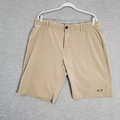 Oakley Men Shorts 36 Beige Golf Chino Regular Fit Logo Performance READ • $16.91