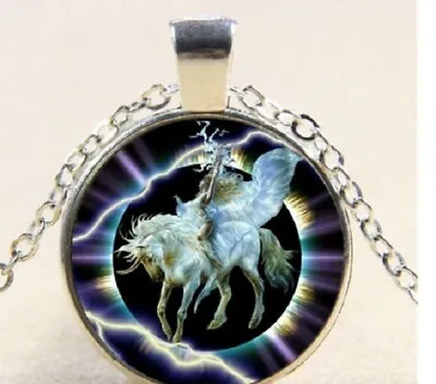 $19.98 • Buy PEGASUS LIGHTNING WING Pendant 20  Sterling Silver 925 Necklace Chain Mom Female